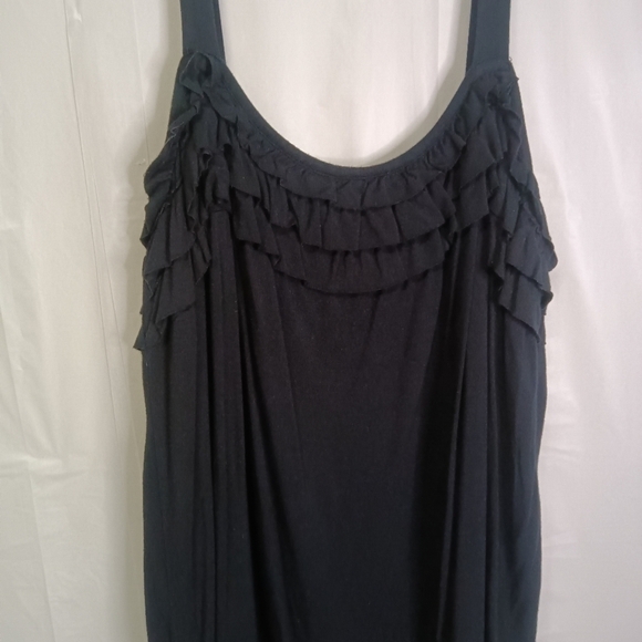 LANE Bryant Tank Top Solid Black Ruffle Detail Strappy Breathable Plus Sz 18/20 - Picture 5 of 6
